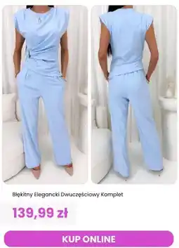 Modna Kiecka Komplet dwuczęściowy damski błękitny elegancki ModnaKiecka.pl oferta