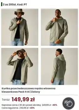 Regatta Kurtka przeciwdeszczowa męska wiosenna kieszonkowa Regatta Pack It III oferta