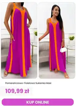 Modna Kiecka Sukienka maxi pomarańczowo-fioletowa ModnaKiecka.pl oferta