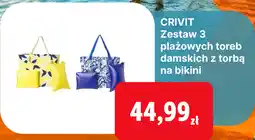 Lidl CRIVIT Zestaw 3 plażowych toreb damskich z torbą na bikini oferta