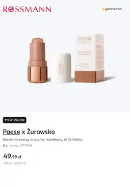 Rossmann Paese x Żurawska Bronzer do twarzy, w sztyfcie, masełkowy, nr 02 Mocha oferta