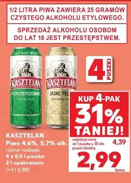 Kaufland KASZTELAN Piwo 4,6%, 5,7% alk. różne rodzaje oferta