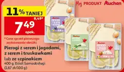Auchan Pierogi z serem i jagodami, z serem i truskawkami lub ze szpinakiem oferta