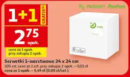 Auchan Auchan Serwetki 1-warstwowe 24 x 24 cm oferta