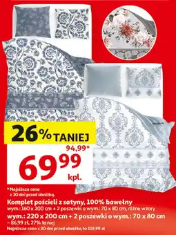 Auchan Komplet pościeli z satyny, 100% bawełny oferta