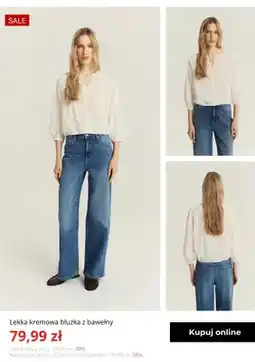 Greenpoint Bluzka damska lekka kremowa z bawełny Greenpoint oferta