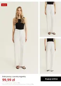 Greenpoint Spodnie jeansowe damskie białe z szeroką nogawką Greenpoint oferta