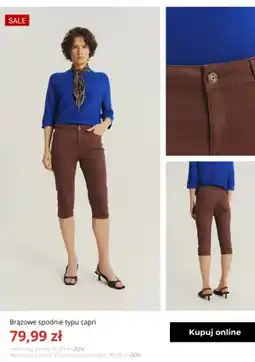 Greenpoint Spodnie damskie typu capri Greenpoint brązowe oferta