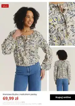 Greenpoint Bluzka damska kremowa z nadrukiem paisley Greenpoint oferta