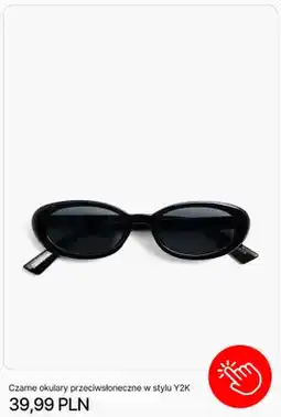 Cropp Okulary przeciwsłoneczne Cropp czarne w stylu Y2K oferta