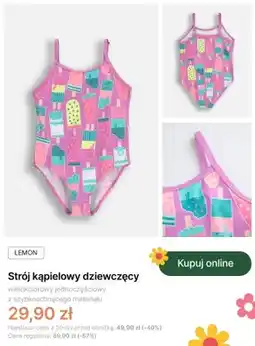 Coccodrillo Strój kąpielowy dziewczęcy Lemon wielokolorowy jednoczęściowy oferta