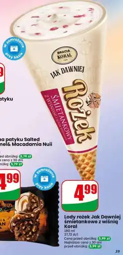 Dino Lody rożek Jak Dawniej śmietankowe z wiśnią Koral oferta