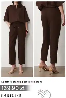 Medicine Spodnie chinos damskie z lnem Medicine oferta