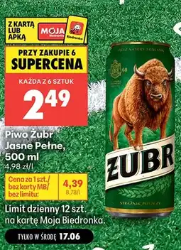 Biedronka Piwo Żubr Jasne Pełne oferta