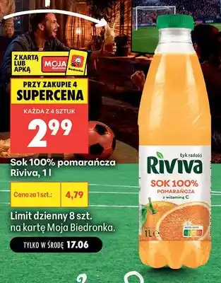 Biedronka Sok 100% pomarańcza Riviva oferta