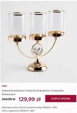 Home&You Świecznik potrójny Cristal shine brooche z motywem kwiatowym home&you oferta