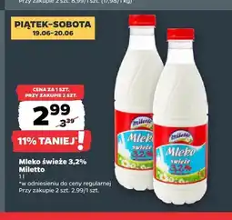 Netto Mleko świeże 3,2% Miletto oferta