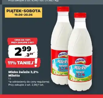 Netto Mleko świeże 3,2% Miletto oferta