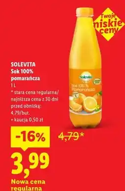 Lidl Sok 100% pomarańcza Solevita oferta