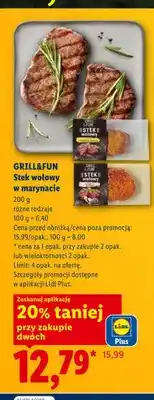 Lidl Stek wołowy w marynacie GRILL&FUN oferta