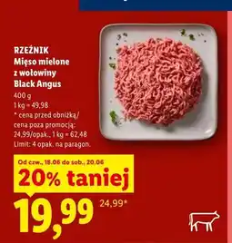 Lidl Mięso mielone z wołowiny Black Angus Rzeźnik oferta