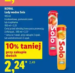 Lidl Lody wodne Solo truskawkowe Koral oferta