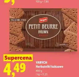 Lidl Herbatniki kakaowe Yarych Petit Beurre Brown oferta