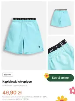 Coccodrillo Kąpielówki chłopięce Lemon turkusowe z gumą w pasie oferta