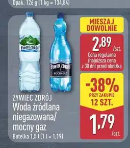 ALDI Woda źródlana mocny gaz Żywiec Zdrój oferta