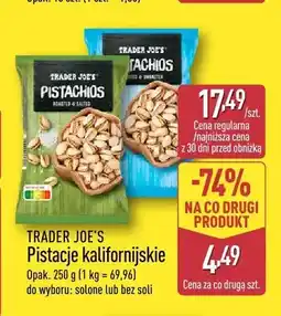 ALDI Pistacje kalifornijskie bez soli Trader Joe's oferta