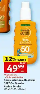 Auchan Spray ochronny dla dzieci SPF 50+, Garnier Ambre Solaire oferta