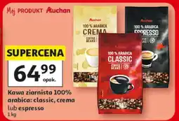 Auchan Kawa ziarnista 100% Arabica Classic, Crema lub Espresso oferta