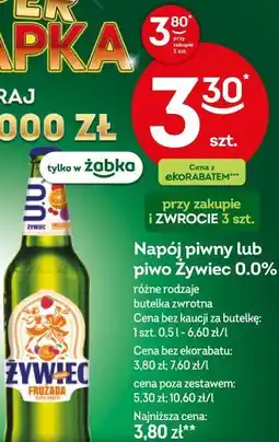 Żabka Napój piwny lub piwo Żywiec 0.0% oferta