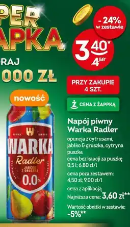 Żabka Napój piwny Warka Radler oferta