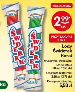 Żabka Lody Świderek Koral oferta
