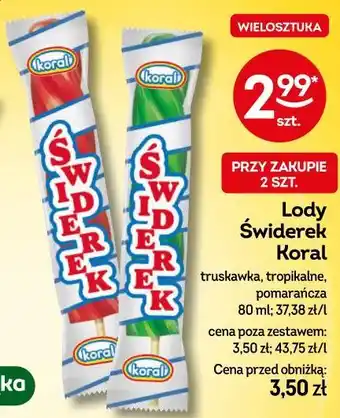 Żabka Lody Świderek Koral oferta