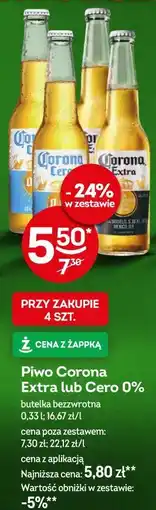 Żabka Piwo Corona Extra lub Cero 0% oferta
