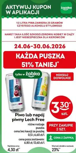 Żabka Piwo lub napój piwny Lech Free oferta