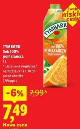 Lidl Tymbark Sok 100% pomarańcza oferta