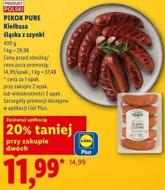 Lidl PIKOK PURE Kiełbasa śląska z szynki oferta