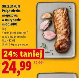 Lidl GRILL&FUN Polędwiczka wieprzowa w marynacie miód-BBQ oferta