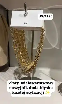 H&M Złoty wielowarstwowy naszyjnik H&M oferta