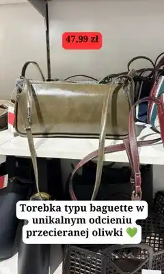 H&M Torebka typu baguette przecierana oliwka oferta