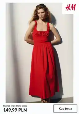 H&M Sukienka H&M Ruched linen-blend dress oferta