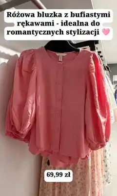 H&M Różowa bluzka z bufiastymi rękawami oferta