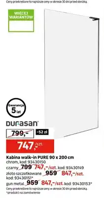 Leroy Merlin Kabina walk-in PURE Durasan chrom 90x200 cm oferta