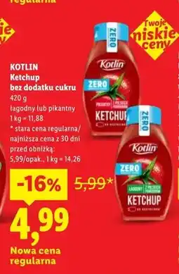 Lidl Ketchup bez dodatku cukru łagodny Kotlin oferta