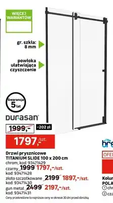 Leroy Merlin Drzwi prysznicowe TITANIUM SLIDE Durasan chrom 100x200 cm oferta