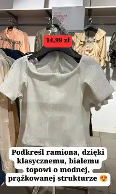 H&M Top damski biały prążkowany oferta