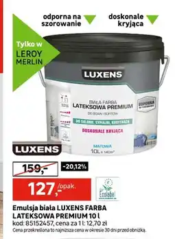 Leroy Merlin Emulsja biała Luxens Farba Lateksowa Premium oferta